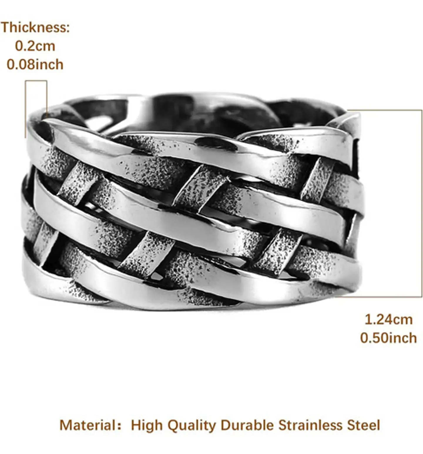 Anillo Argolla De Acero Geométrico Color Plata Hombre Mujer 3