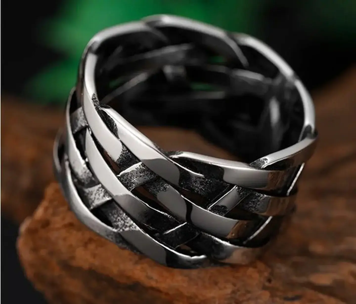 Anillo Argolla De Acero Geométrico Color Plata Hombre Mujer 5