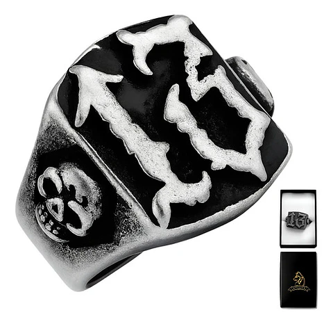 Anillo Acero Craneo Punk Industrial Color Plata Para Hombre