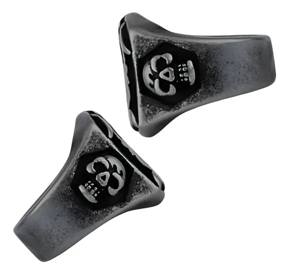 Anillo Acero Craneo Punk Industrial Color Plata Para Hombre 3