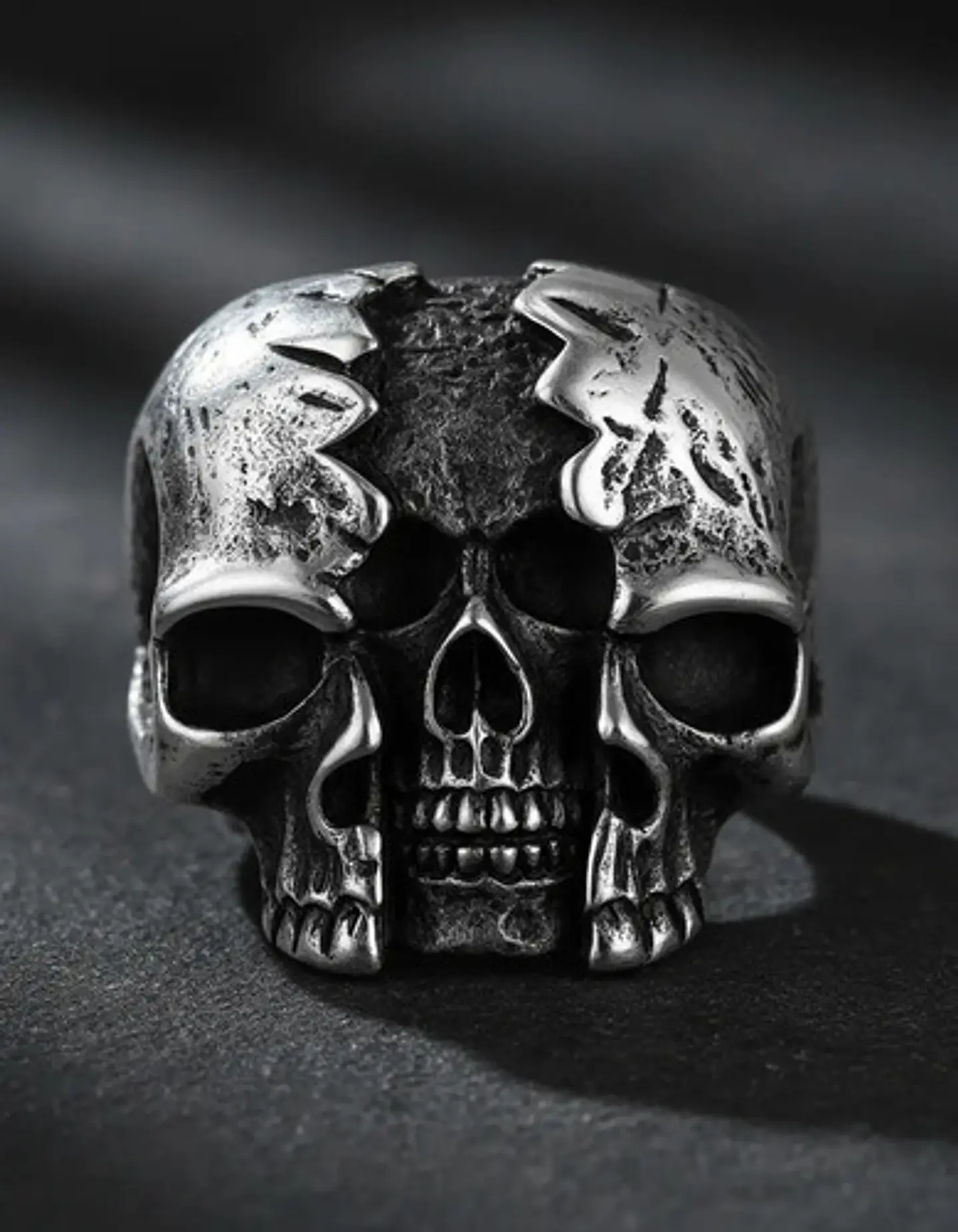 Anillo Calavera Rustica Cráneo De Acero Color Plata Hombre 5
