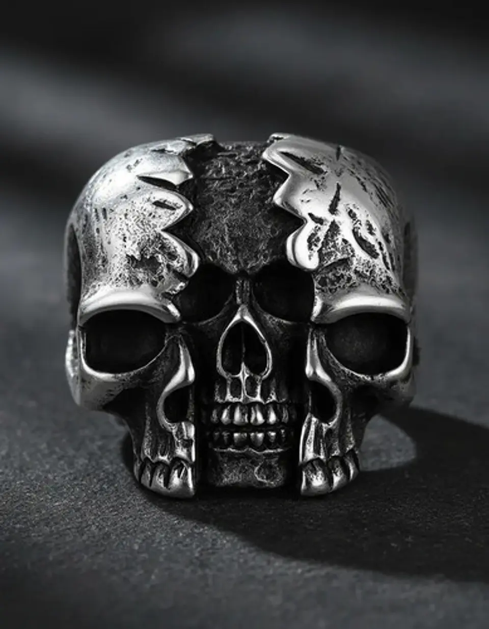 Anillo Calavera Rustica Cráneo De Acero Color Plata Hombre 5