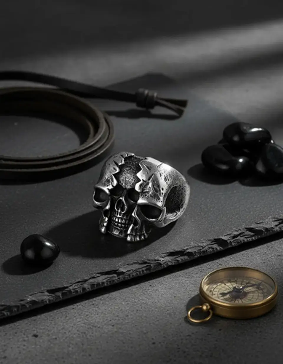 Anillo Calavera Rustica Cráneo De Acero Color Plata Hombre 6