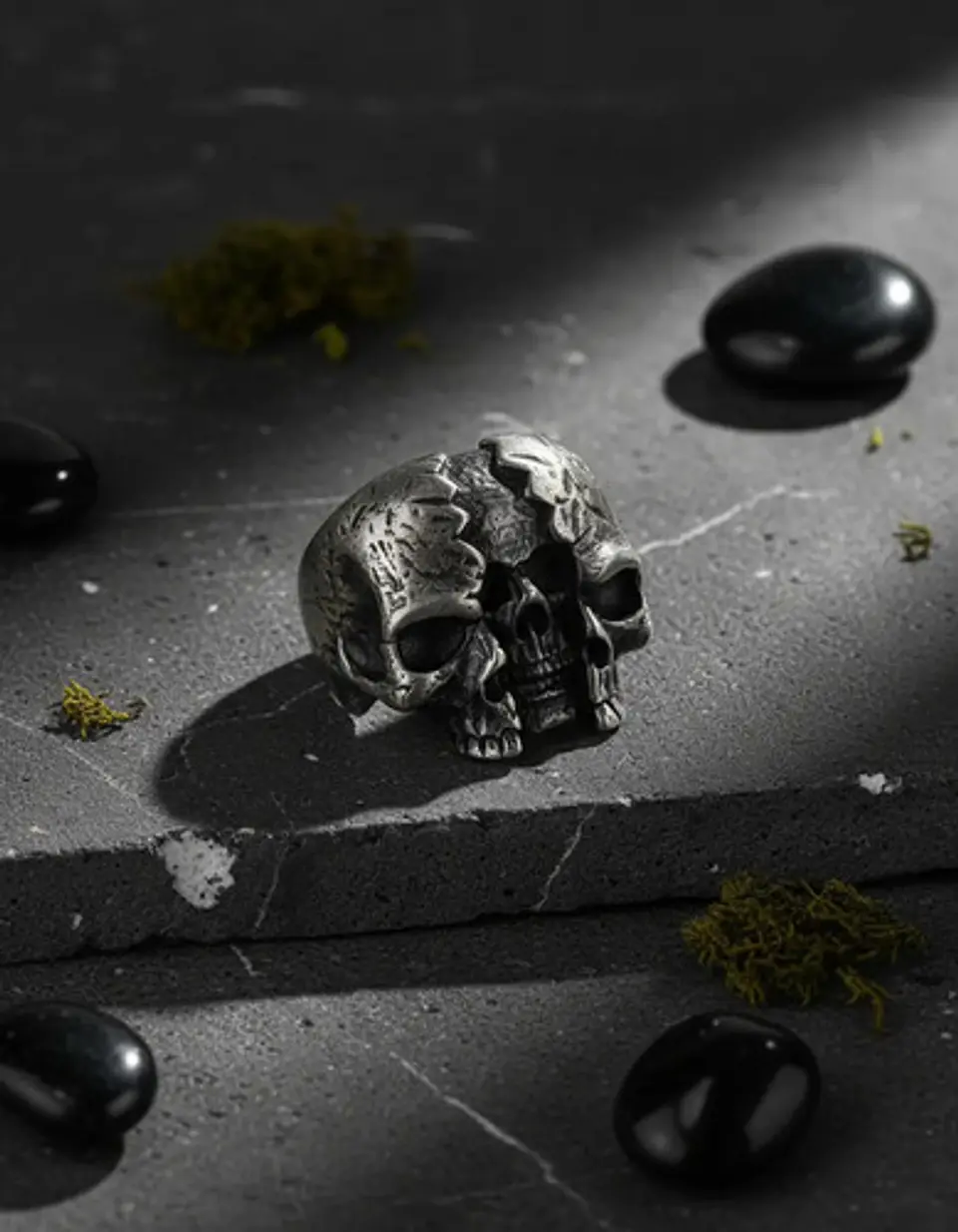 Anillo Calavera Rustica Cráneo De Acero Color Plata Hombre 7