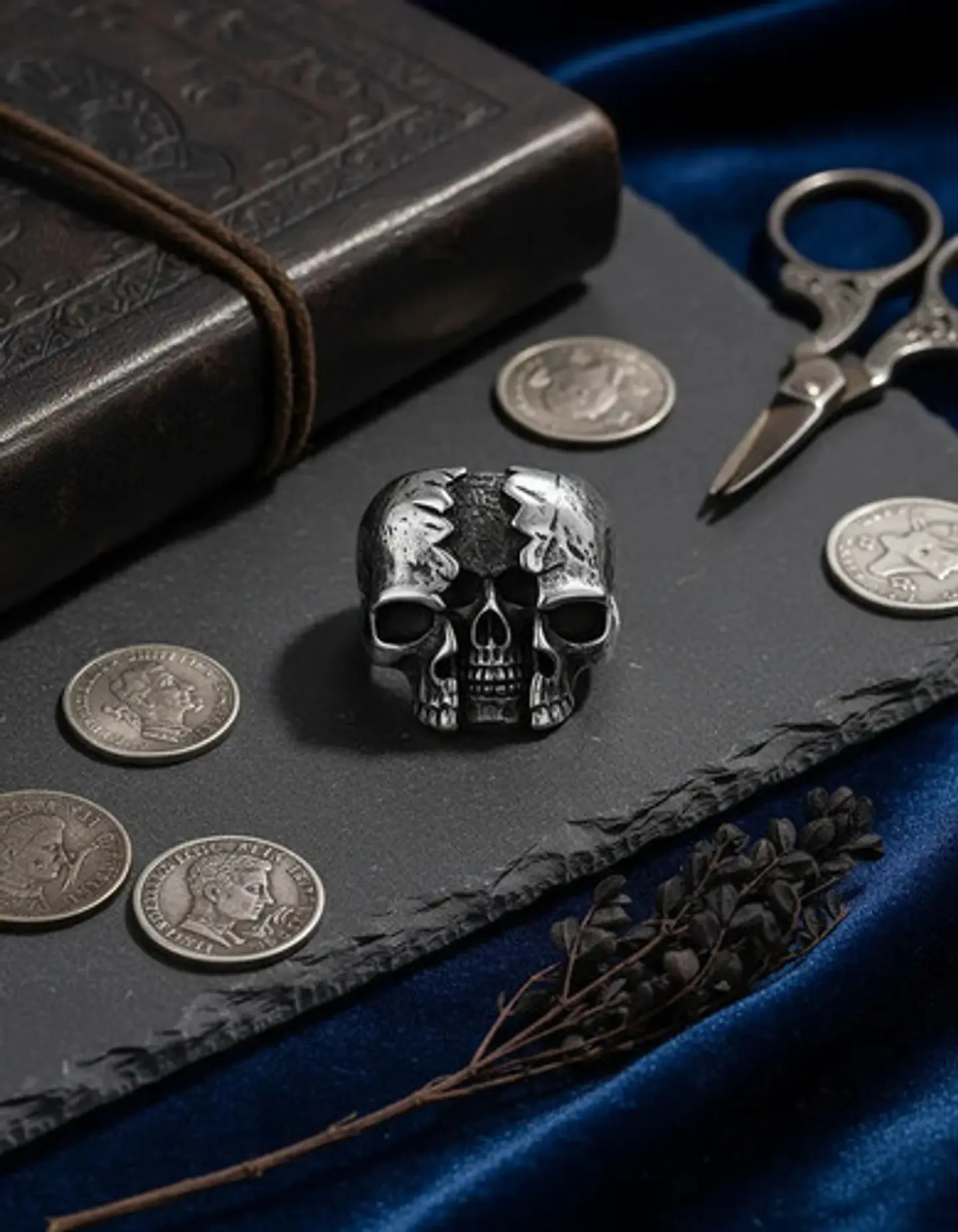 Anillo Calavera Rustica Cráneo De Acero Color Plata Hombre 9