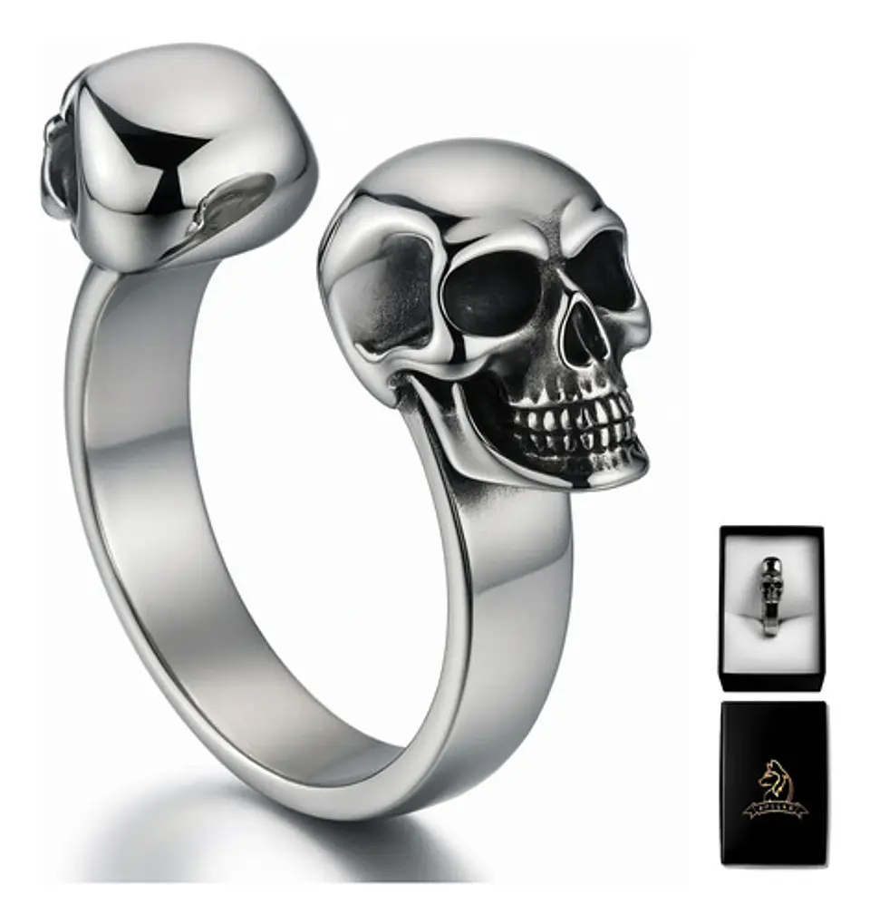 Anillo Para Hombre Mujer En Forma De Craneo Calavera Acero  1