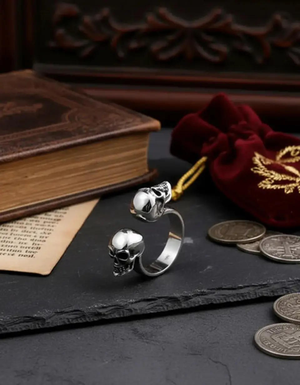 Anillo Para Hombre Mujer En Forma De Craneo Calavera Acero  3
