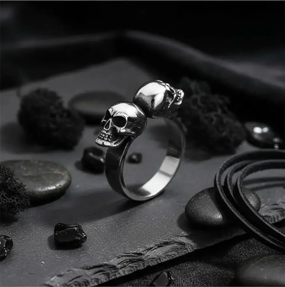 Anillo Para Hombre Mujer En Forma De Craneo Calavera Acero  6