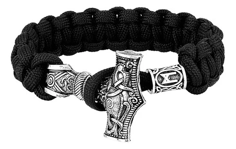Pulsera Hombre Vikingo Cuerda Paracord Nórdico Hacha Nórdica