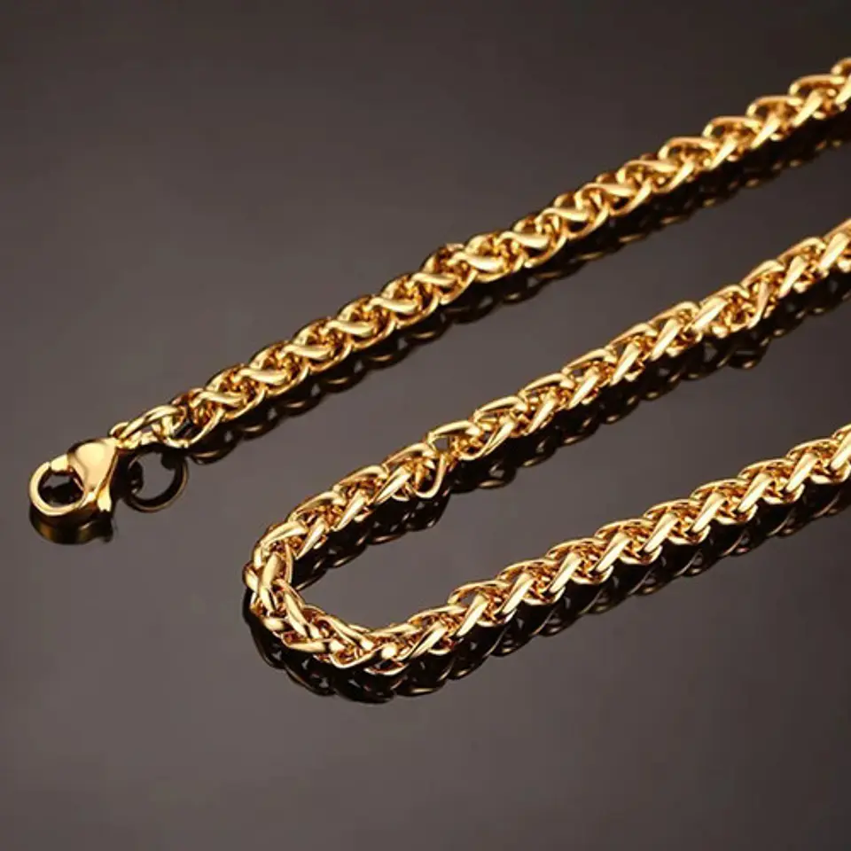 Cadena 4 Mm Acero 70 Cm Color Oro Espiga Urbana Hip Hombre 4