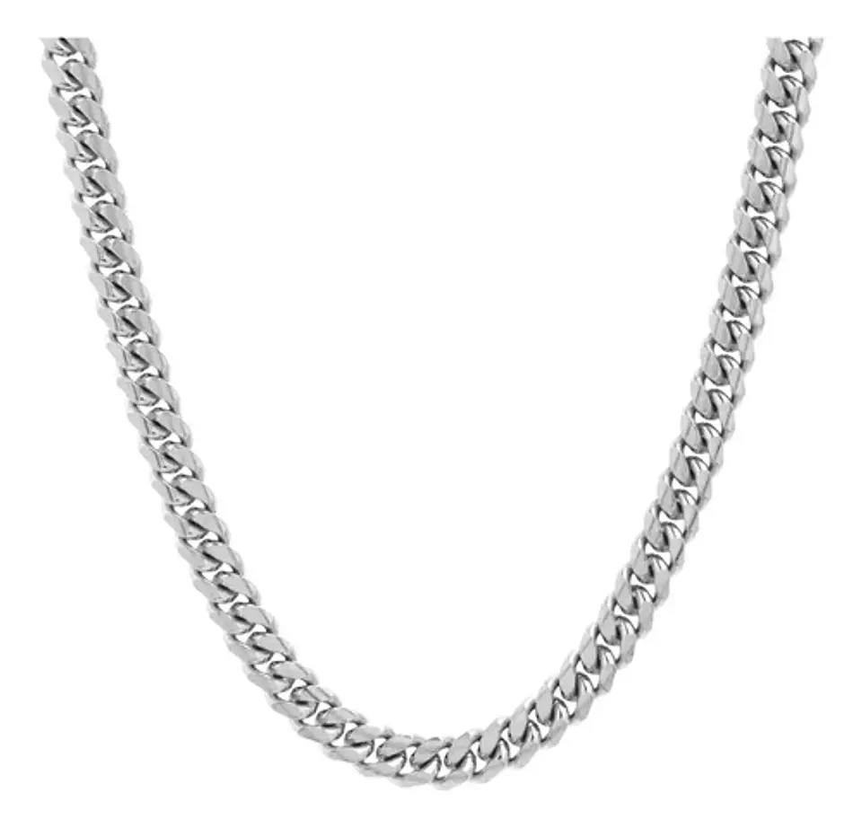 Cadena Cubana Para Hombre 8mm De Acero 80 Cm Color Plata 1
