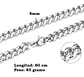 Cadena Cubana Para Hombre 8mm De Acero 80 Cm Color Plata - Miniatura 2