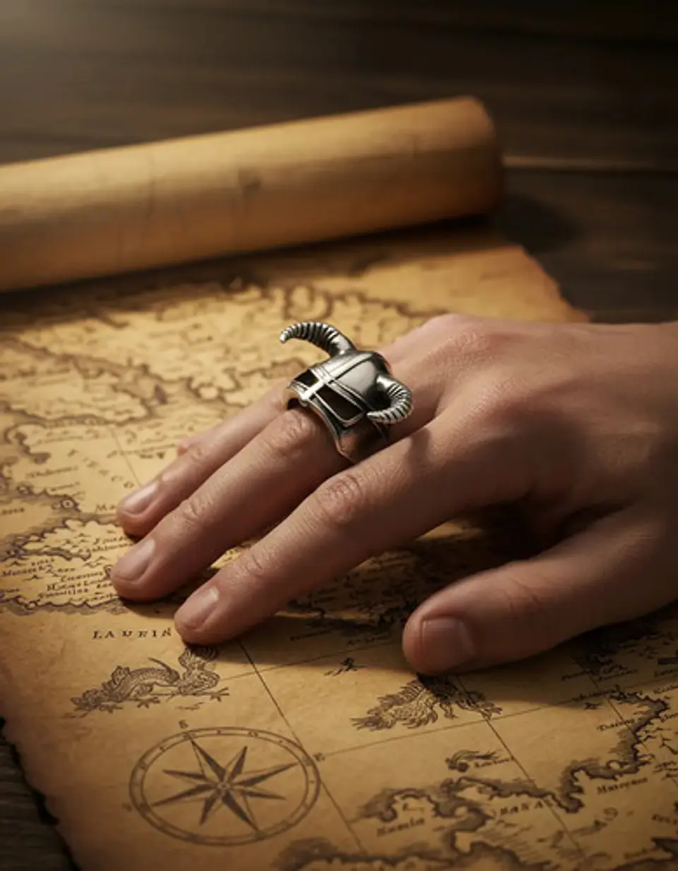 Anillo Acero Vikingo Color Plata Cuernos Nórdico Odin Hombre 3