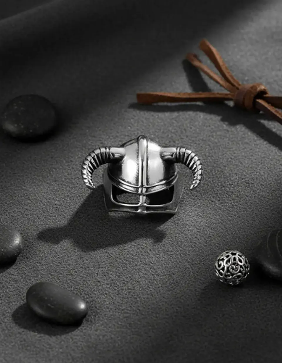 Anillo Acero Vikingo Color Plata Cuernos Nórdico Odin Hombre 5