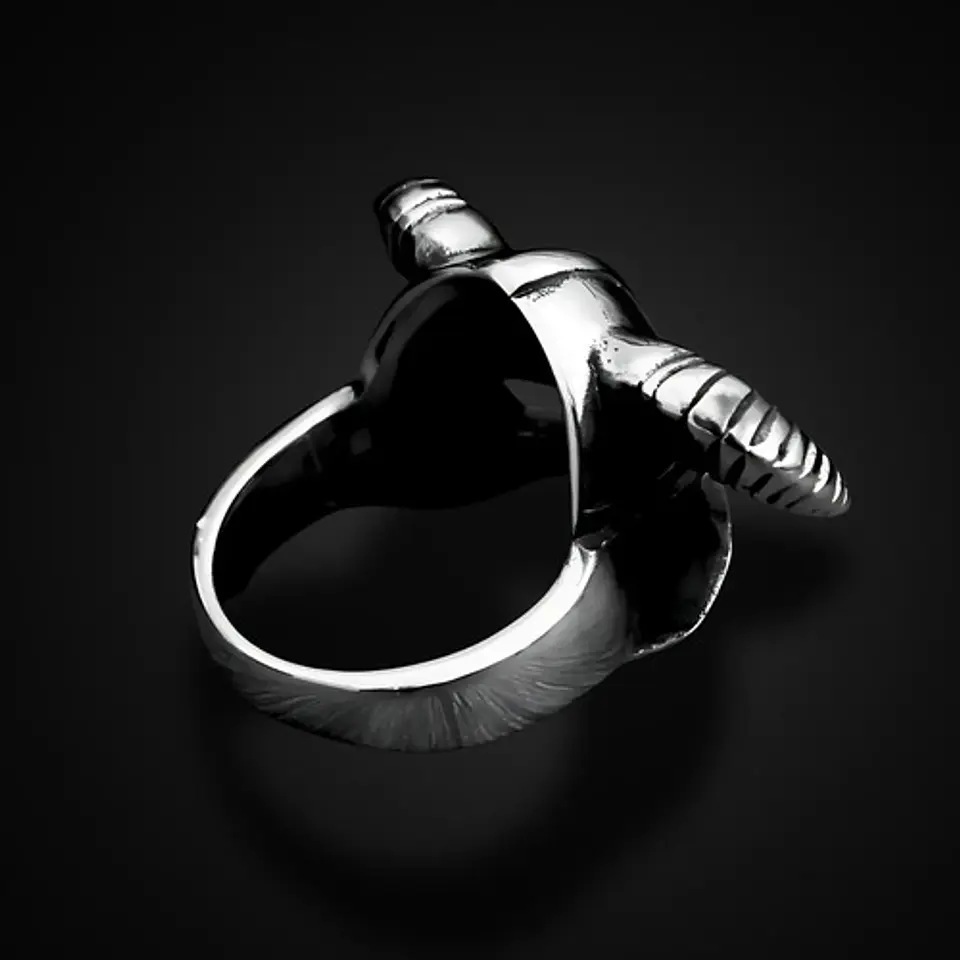 Anillo Acero Vikingo Color Plata Cuernos Nórdico Odin Hombre 8