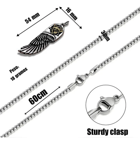 Collar Para Hombre Y Mujer Con Dije Ala Pluma Y Ojo De Horus