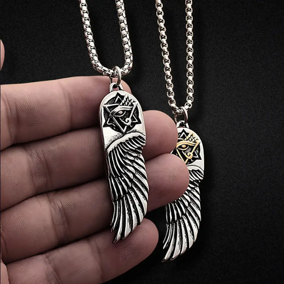 Collar Para Hombre Y Mujer Con Dije Ala Pluma Y Ojo De Horus 3