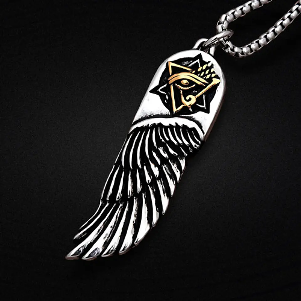 Collar Para Hombre Y Mujer Con Dije Ala Pluma Y Ojo De Horus 5