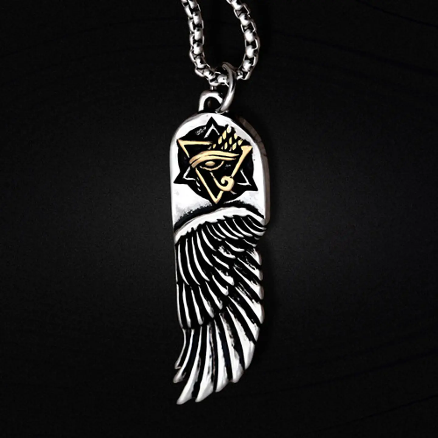 Collar Para Hombre Y Mujer Con Dije Ala Pluma Y Ojo De Horus 6