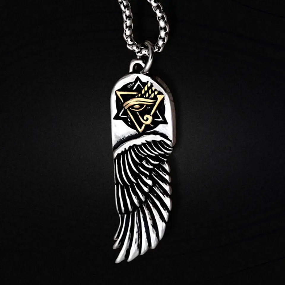 Collar Para Hombre Y Mujer Con Dije Ala Pluma Y Ojo De Horus 6