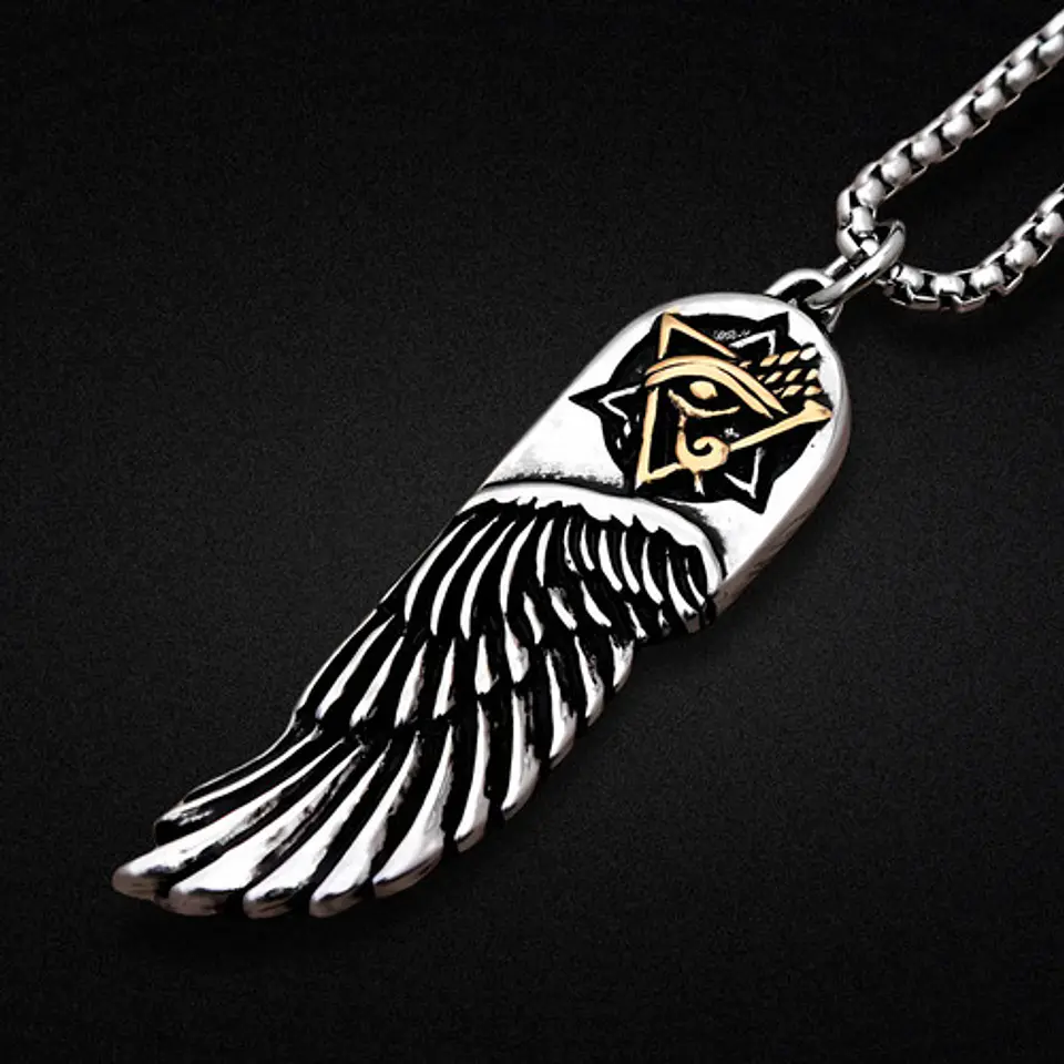 Collar Para Hombre Y Mujer Con Dije Ala Pluma Y Ojo De Horus 7