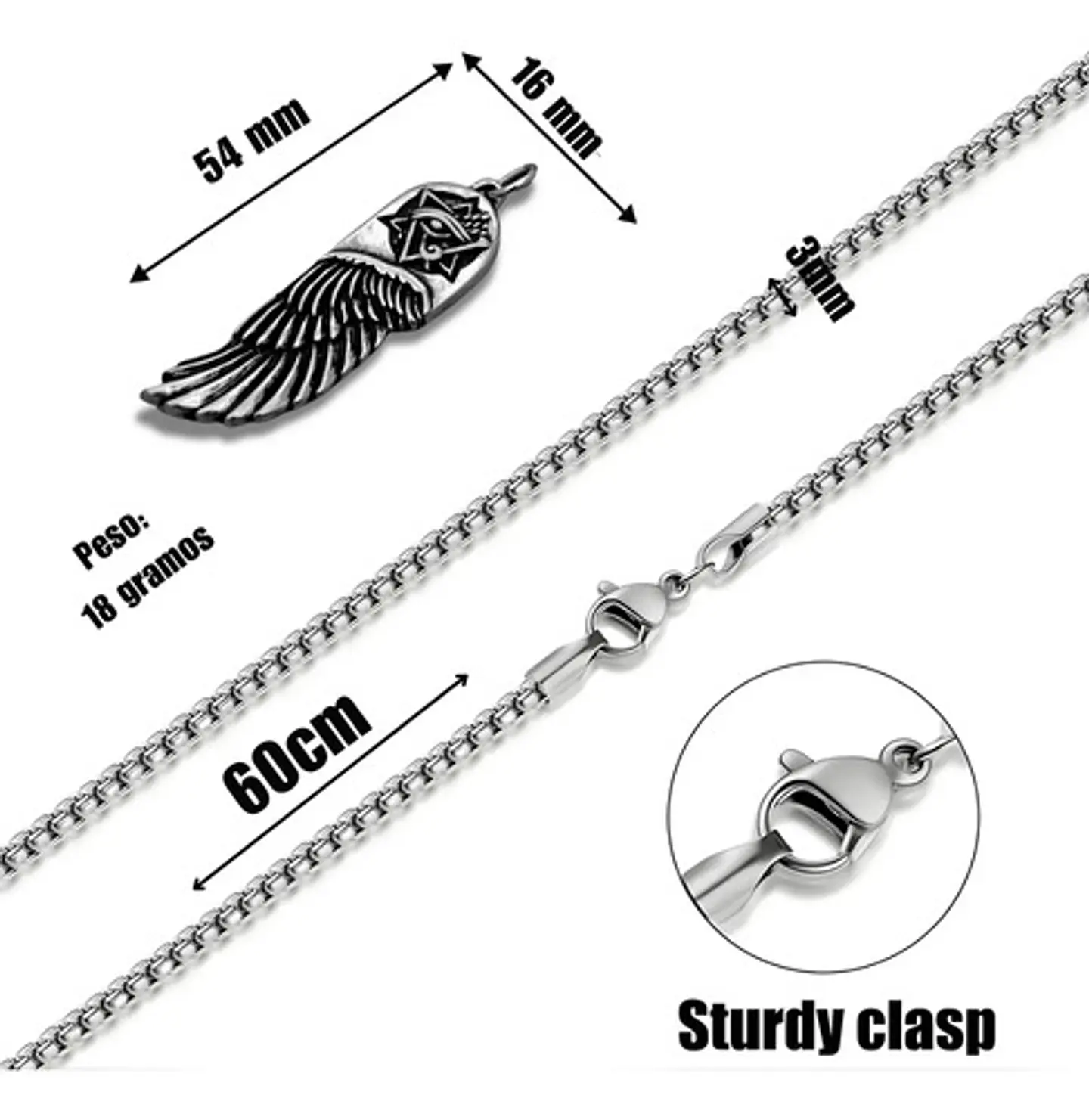 Collar Para Hombre Y Mujer Con Dije Ala Pluma Y Ojo De Horus 10