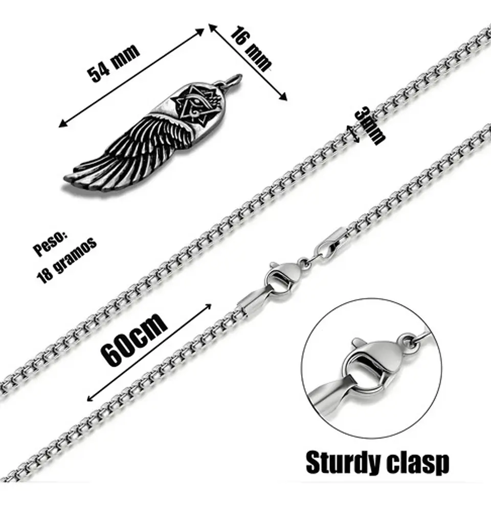 Collar Para Hombre Y Mujer Con Dije Ala Pluma Y Ojo De Horus 10