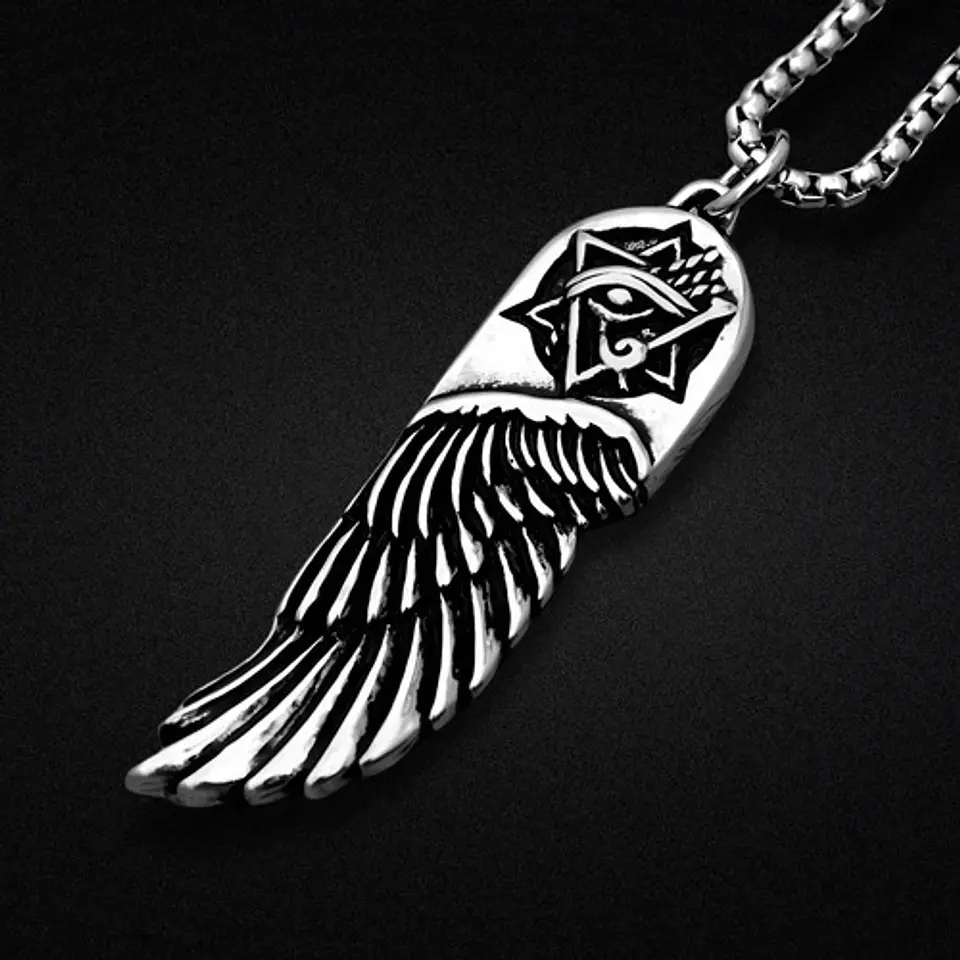 Collar Para Hombre Y Mujer Con Dije Ala Pluma Y Ojo De Horus 11