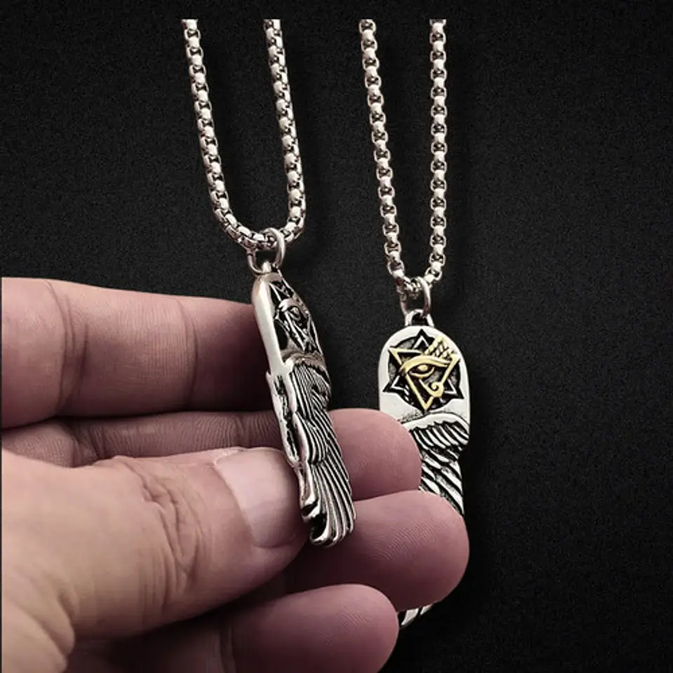 Collar Para Hombre Y Mujer Con Dije Ala Pluma Y Ojo De Horus 14