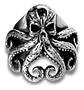 Anillo Pulpo Kraken Calavera Craneo Acero Color Negro Hombre - Miniatura 2