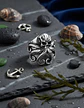 Anillo Pulpo Kraken Calavera Craneo Acero Color Negro Hombre - Miniatura 7