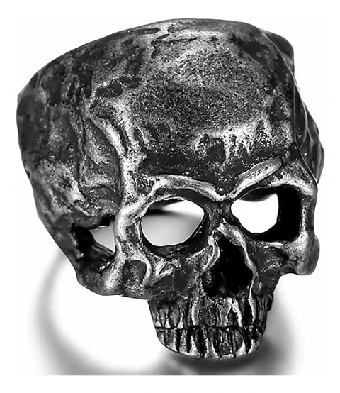 Anillo Rustico Calavera Craneo De Acero Color Plata Hombre