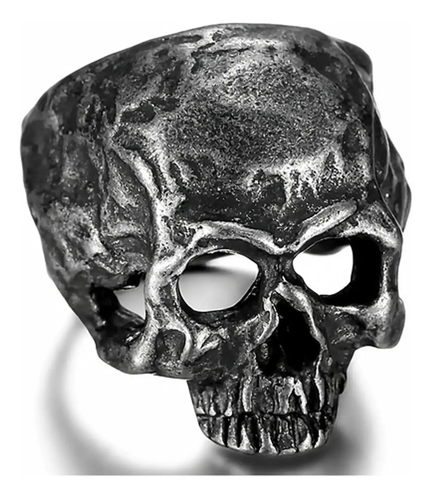 Anillo Rustico Calavera Craneo De Acero Color Plata Hombre 1