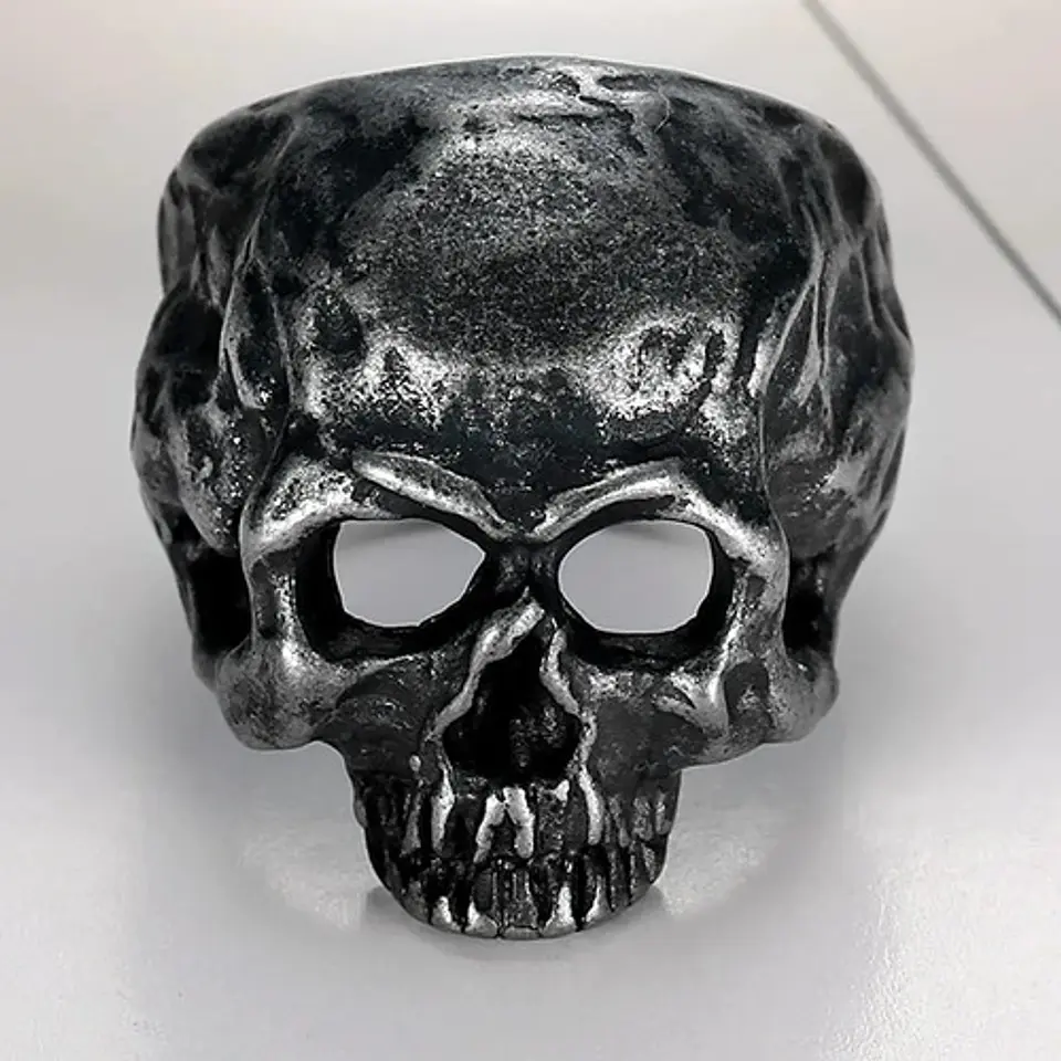 Anillo Rustico Calavera Craneo De Acero Color Plata Hombre 2