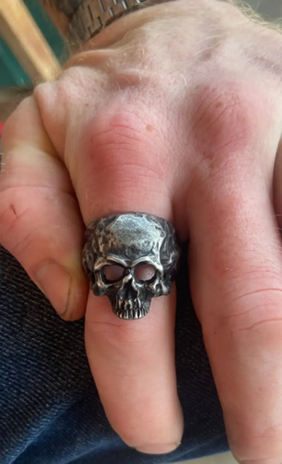 Anillo Rustico Calavera Craneo De Acero Color Plata Hombre 4