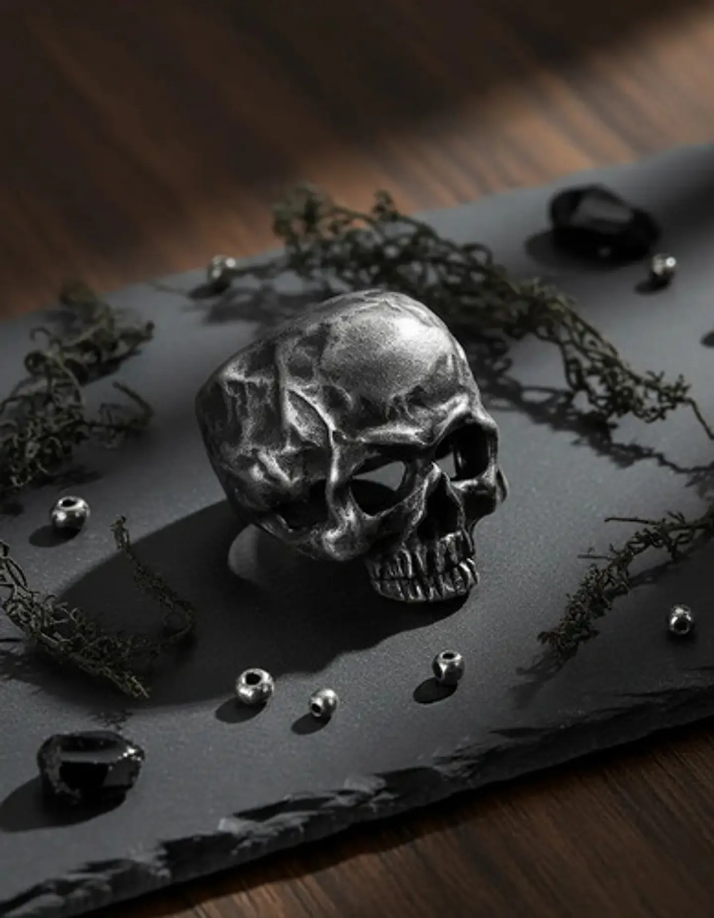Anillo Rustico Calavera Craneo De Acero Color Plata Hombre 6