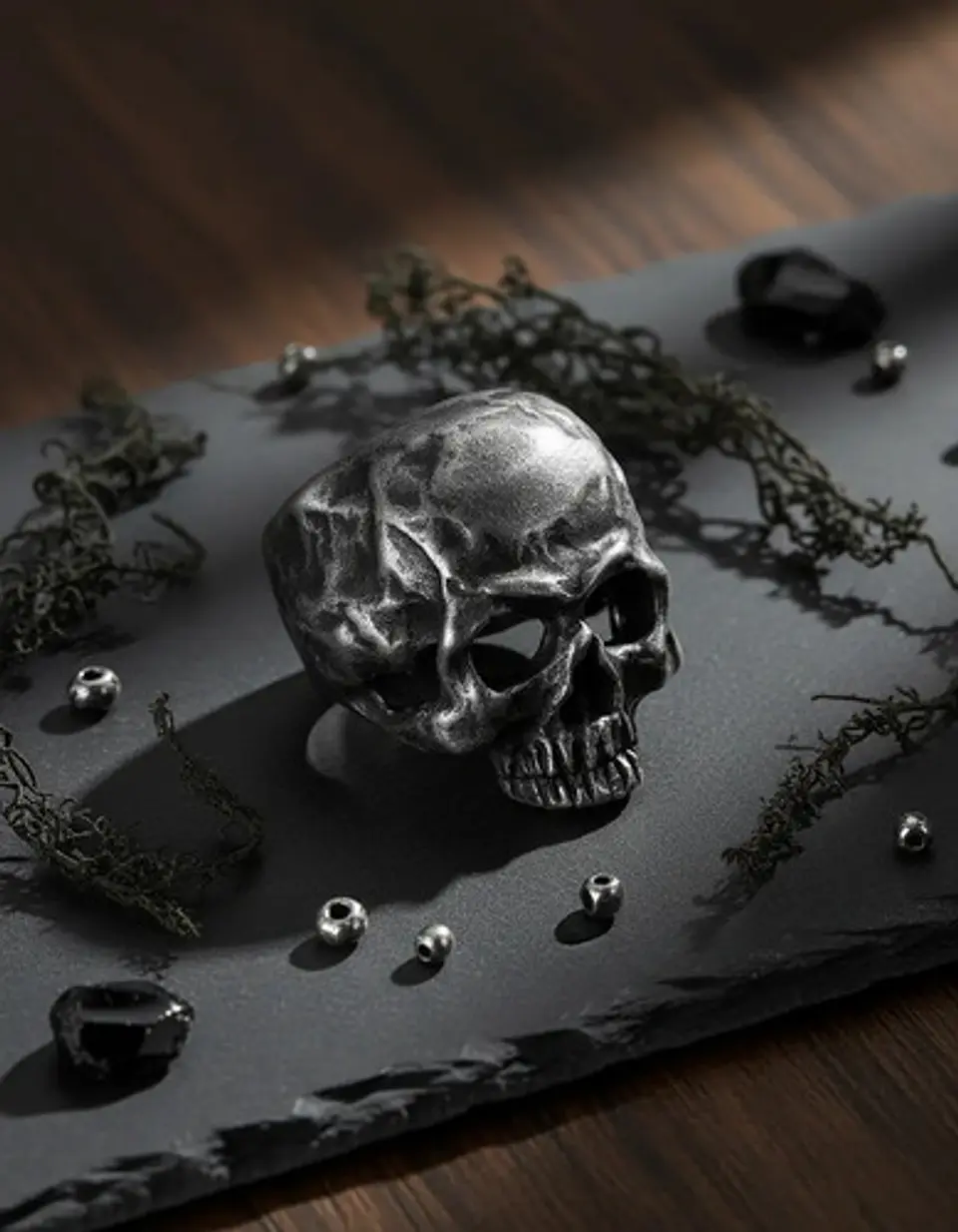 Anillo Rustico Calavera Craneo De Acero Color Plata Hombre 6