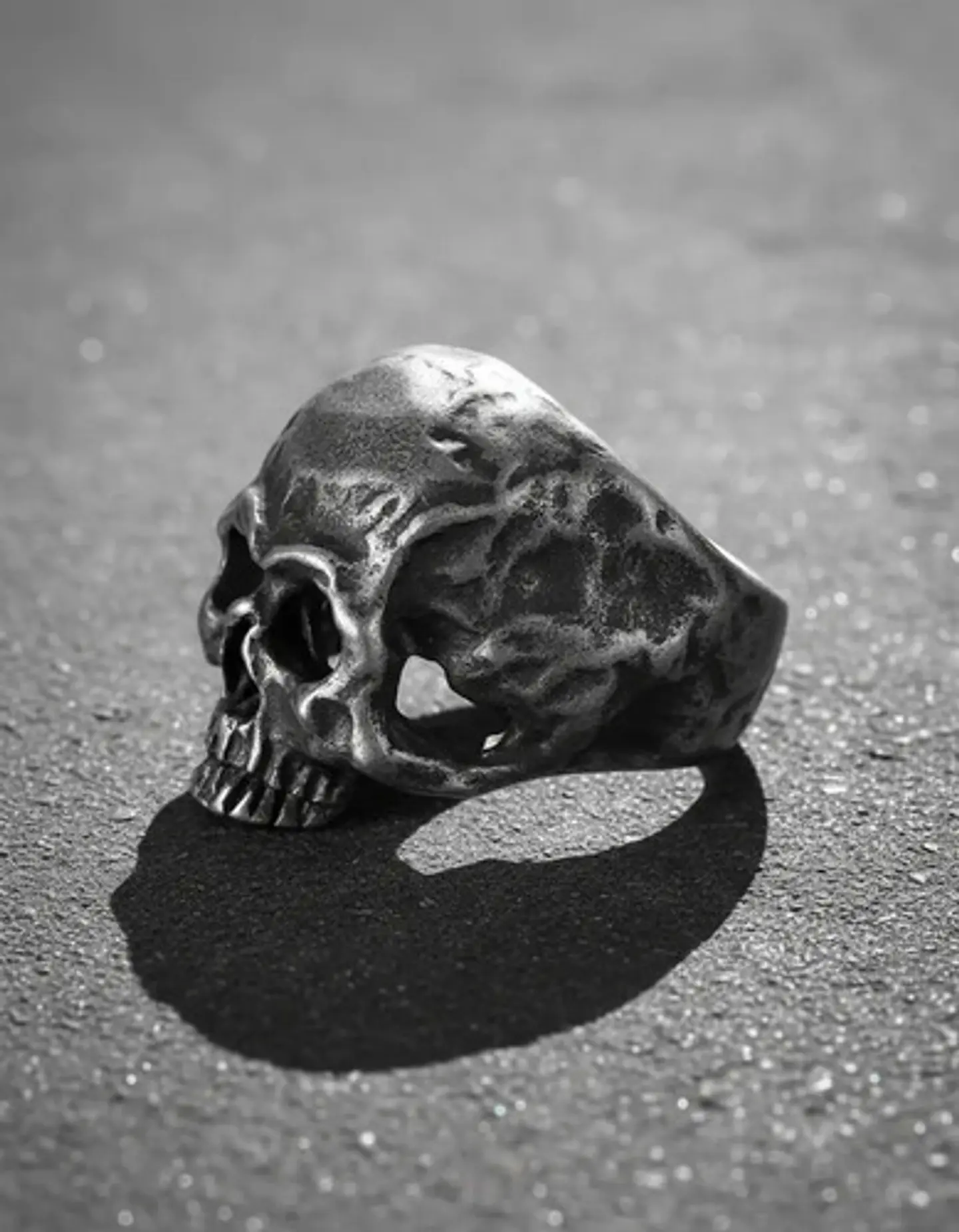 Anillo Rustico Calavera Craneo De Acero Color Plata Hombre 10
