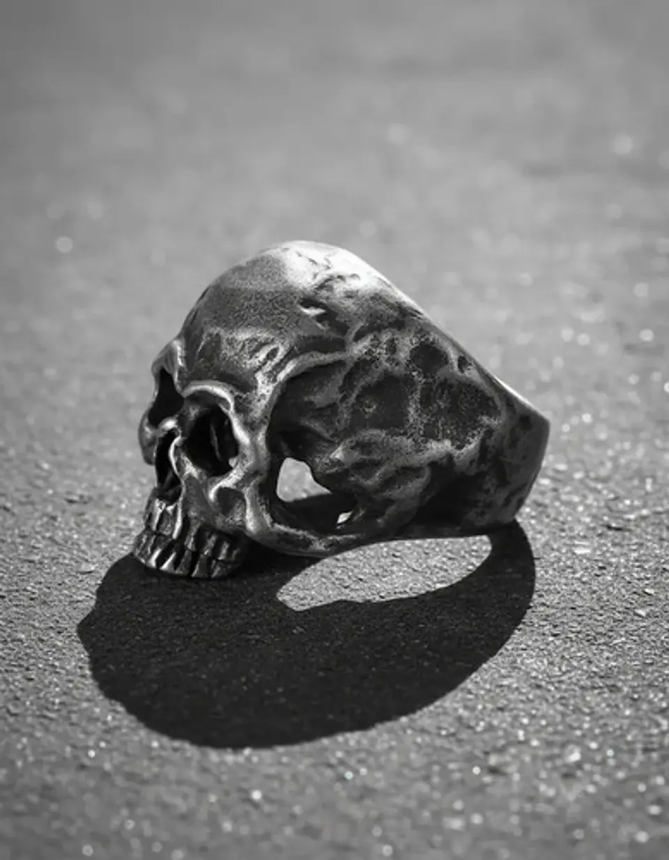 Anillo Rustico Calavera Craneo De Acero Color Plata Hombre 10