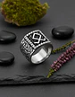 Anillo Hombre Vikingo Nórdico Runa Amuleto Acero Color Plata - Miniatura 2