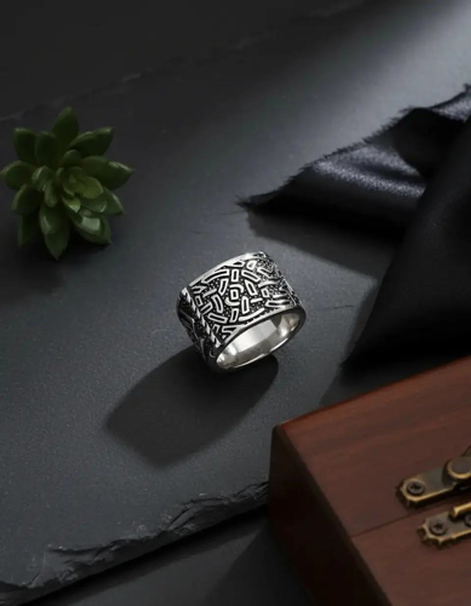 Anillo Hombre Vikingo Nórdico Runa Amuleto Acero Color Plata 5