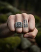 Anillo Hombre Vikingo Nórdico Runa Amuleto Acero Color Plata - Miniatura 11