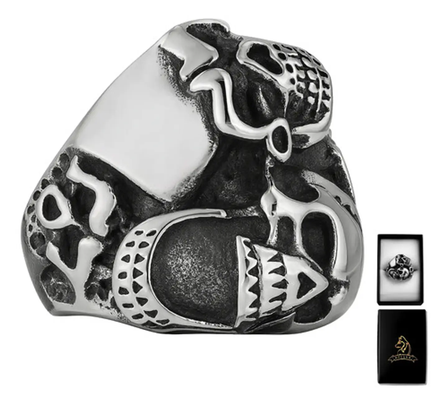 Anillo Para Hombre Cara Calavera Cráneo De Acero Color Plata 1