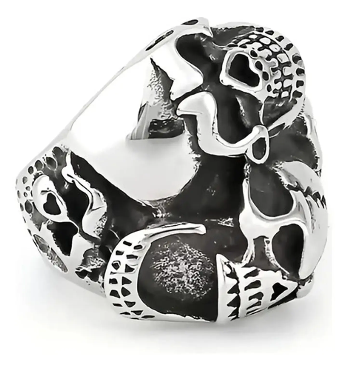 Anillo Para Hombre Cara Calavera Cráneo De Acero Color Plata 2