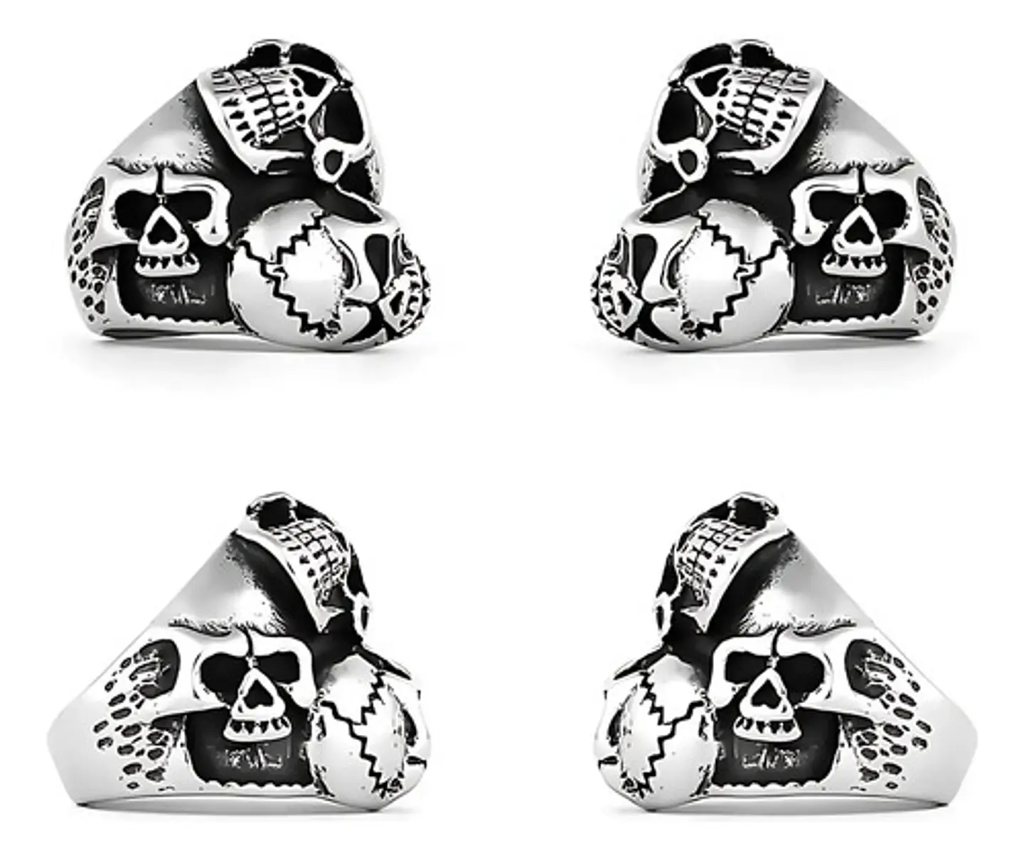 Anillo Para Hombre Cara Calavera Cráneo De Acero Color Plata 3