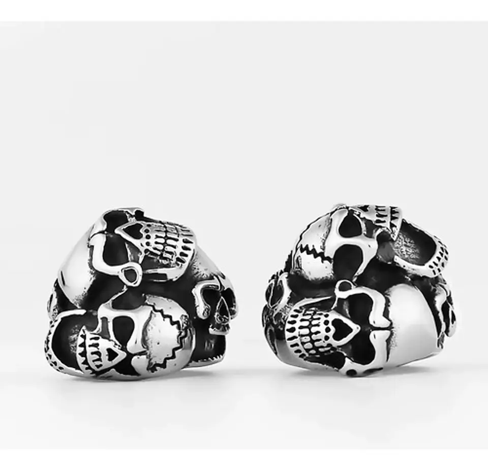 Anillo Para Hombre Cara Calavera Cráneo De Acero Color Plata 4