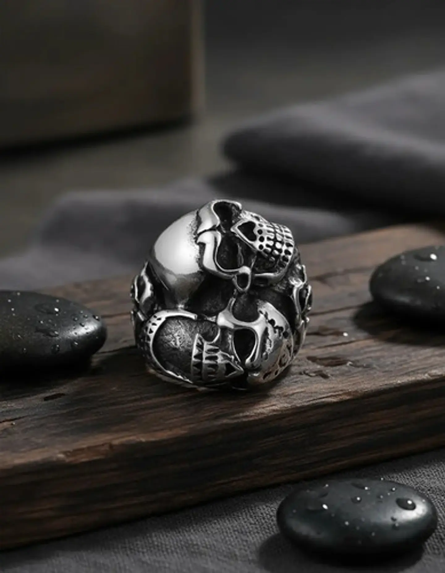 Anillo Para Hombre Cara Calavera Cráneo De Acero Color Plata 6