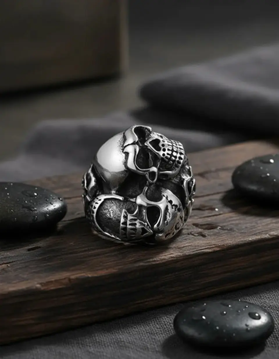 Anillo Para Hombre Cara Calavera Cráneo De Acero Color Plata 6