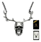 Collar Hombre Mujer Dije Cráneo Calavera Astas Gótico Acero Gris Oscuro - Miniatura 1