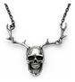 Collar Hombre Mujer Dije Cráneo Calavera Astas Gótico Acero Gris Oscuro - Miniatura 2